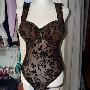 Windsor Black and Brown Floral Shapewear Bodysuit